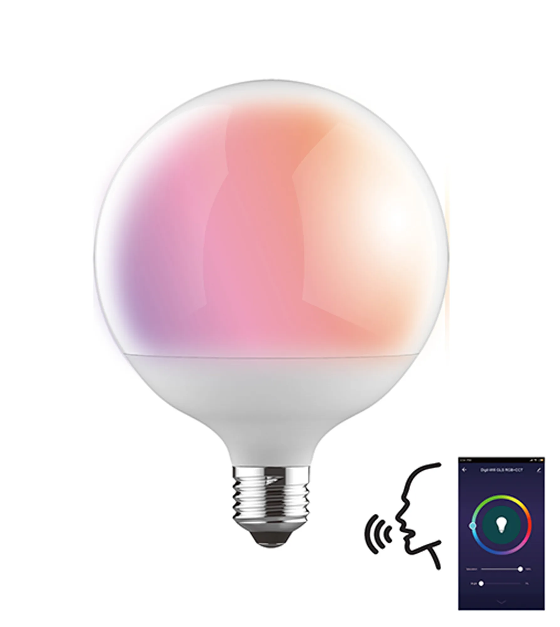 3000252  Digit Wi-Fi Smart Lamp Bulb RGB+CCT Globe E27 15W 1200lm